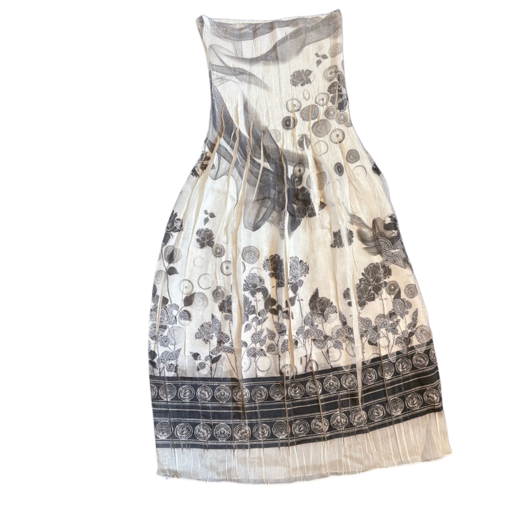 Anthropologie Lapis Strapless Dress in Black and White Floral